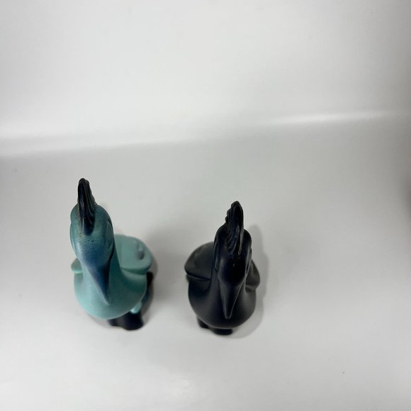 Vintage Crane Bird Figurine Sculpture Bell of California Blue Black MCM Lot of 2 - Picture 8 of 12